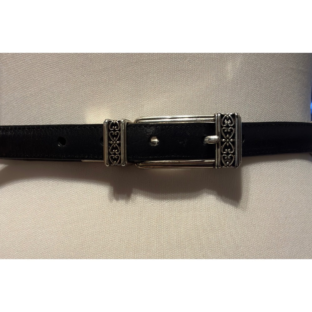 Brighton Brown Leather Crocodile Embossed Belt Silver Ornate‎ Buckle Size 28